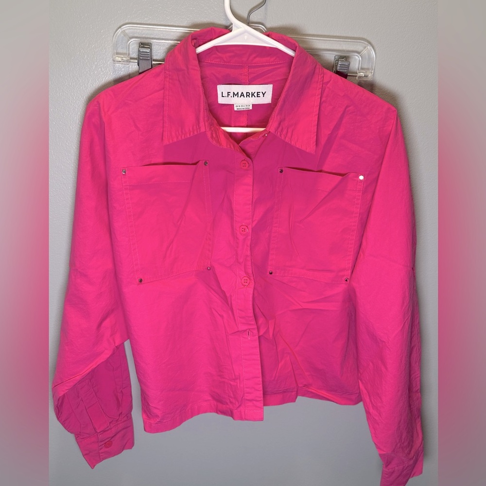 L.F. Markey Women's Lennox Button Up‎ Cropped Shirt Fuchsia Size 6